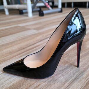 Christian Louboutin So-Kate 100mm Black Leather Patent Leather Shoes Eur. 36